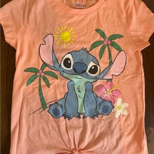 Disney Peach T-Shirt with Stitch and Palm Trees